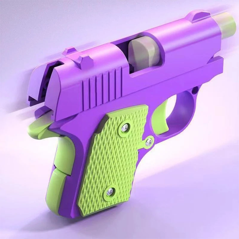 Stress Relief Pistol Toy Plastic Mini Gun Manual Burst Pistol 3D Printed Gravity Fidget Gun Stress Relief Toy Christmas Gift