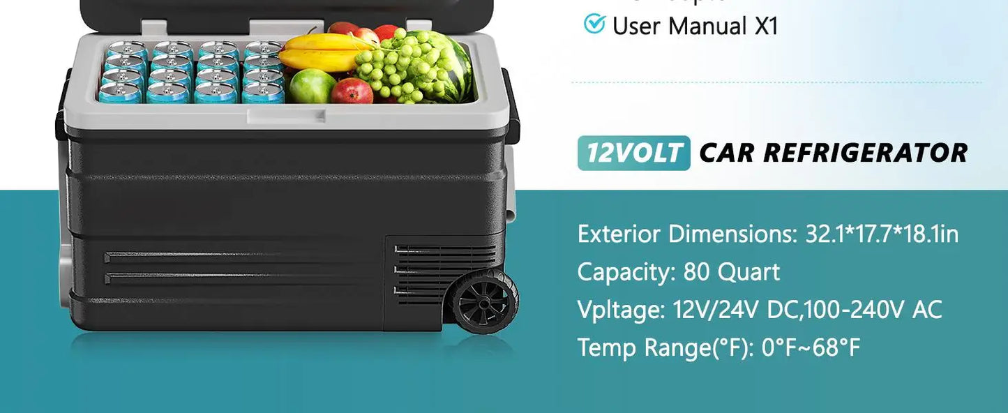 ICYGLEE 75L Portable Car Refrigerator Compressor Fridge Freezer Cooler Ice Box Keep Cool for Camping Fishing Trip Truck Boating