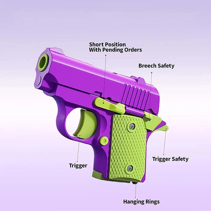 Stress Relief Pistol Toy Plastic Mini Gun Manual Burst Pistol 3D Printed Gravity Fidget Gun Stress Relief Toy Christmas Gift