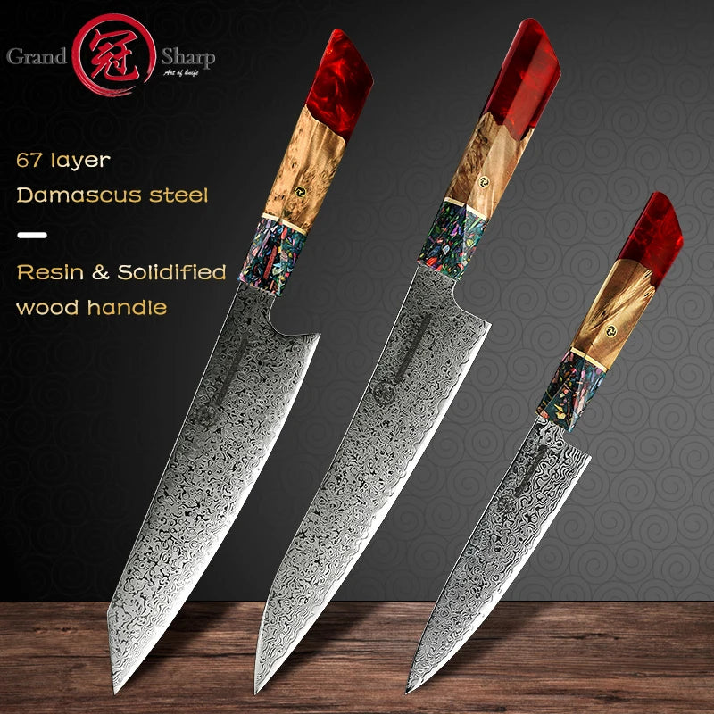 Grandsharp  Chef's Knife 67 Layers vg10 Japanese Damascus Kitchen Knife Kitchen Stainless Steel Tools Gyuto Utility Kiritsuke