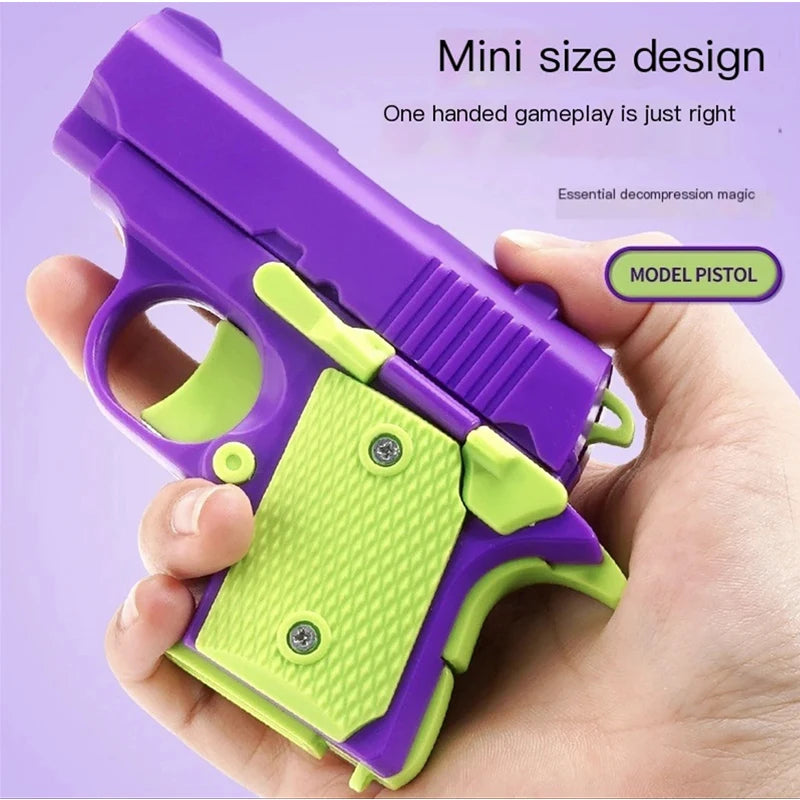 Stress Relief Pistol Toy Plastic Mini Gun Manual Burst Pistol 3D Printed Gravity Fidget Gun Stress Relief Toy Christmas Gift