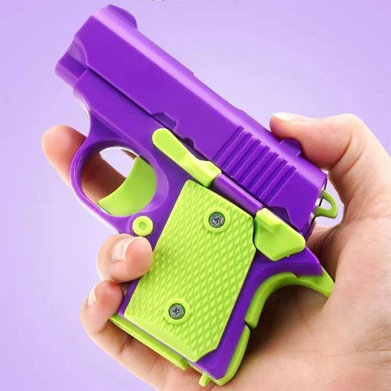 Stress Relief Pistol Toy Plastic Mini Gun Manual Burst Pistol 3D Printed Gravity Fidget Gun Stress Relief Toy Christmas Gift