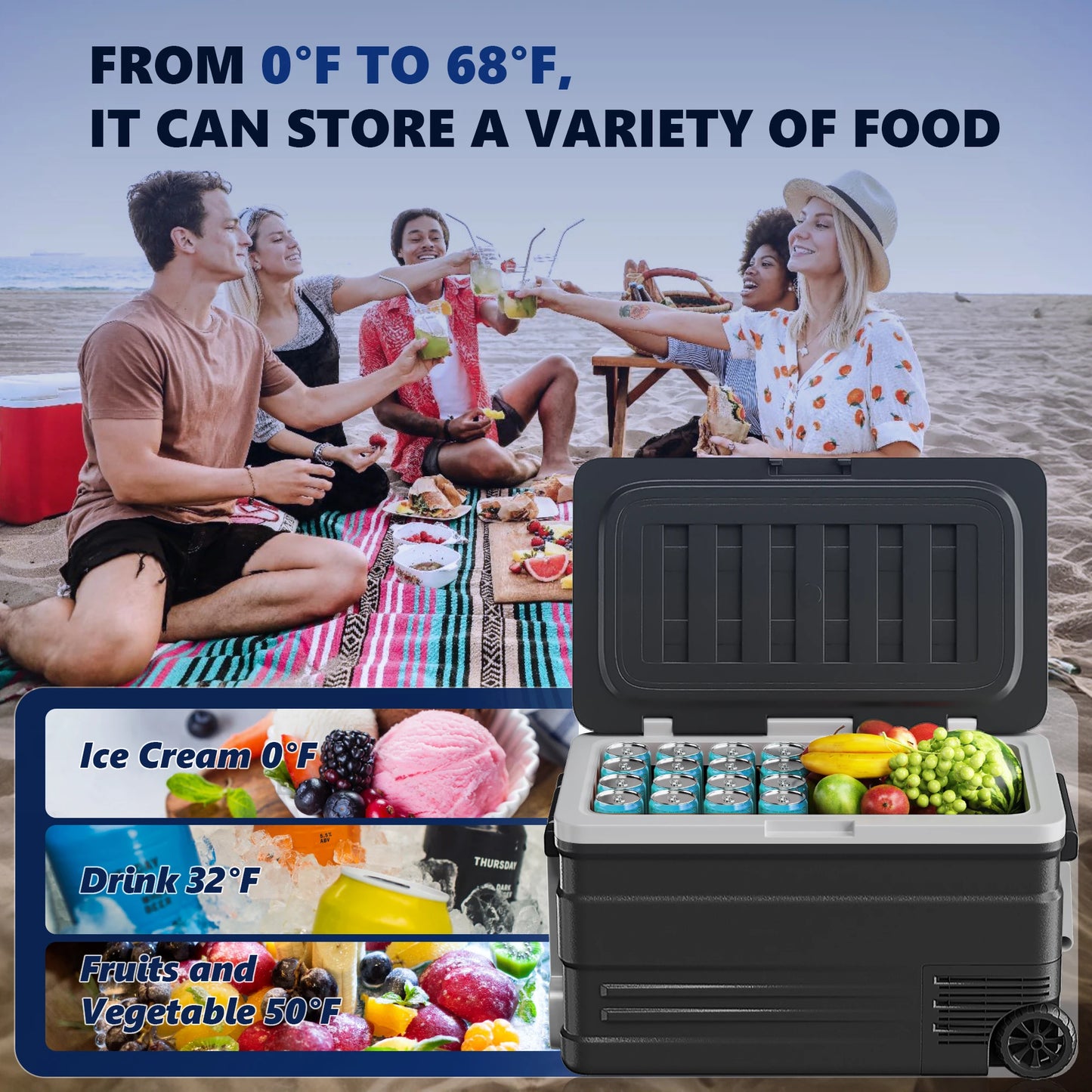 ICYGLEE 75L Portable Car Refrigerator Compressor Fridge Freezer Cooler Ice Box Keep Cool for Camping Fishing Trip Truck Boating