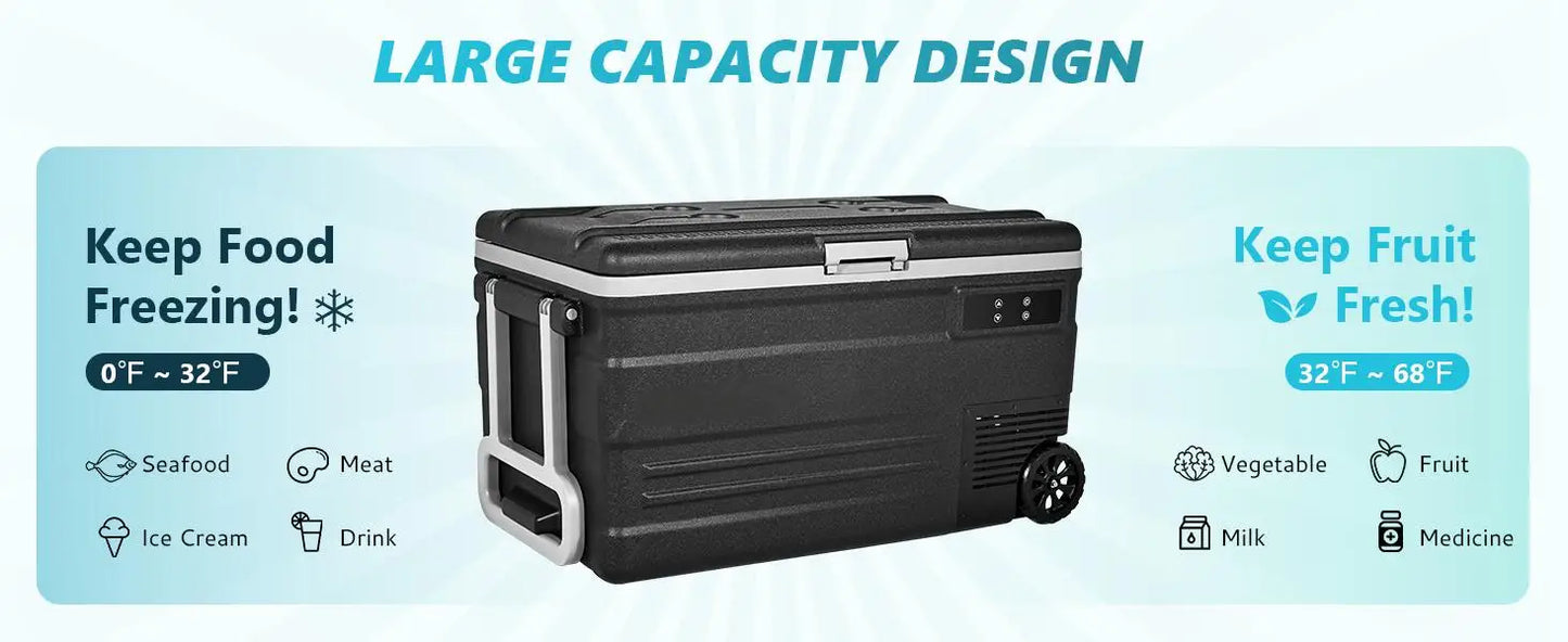 ICYGLEE 75L Portable Car Refrigerator Compressor Fridge Freezer Cooler Ice Box Keep Cool for Camping Fishing Trip Truck Boating