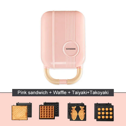 DMWD Multi-Function Breakfast Maker Electric Sandwich Machine  Waffle Donuts  Octopus Balls Taiyaki Light Food Machine 5 Plates