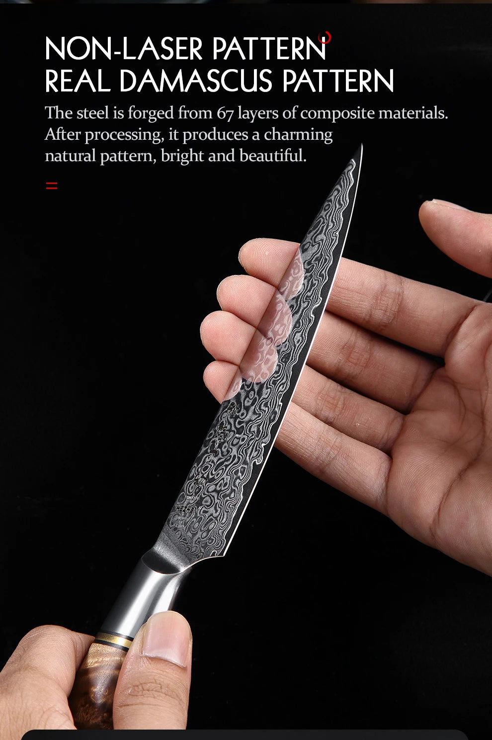 HEZHEN 5 inch Utility Knife Real 67 Layer Damascus Super Steel Super Cook Knife Pretty Peeling Knife Super Sharp Kitchen Knife