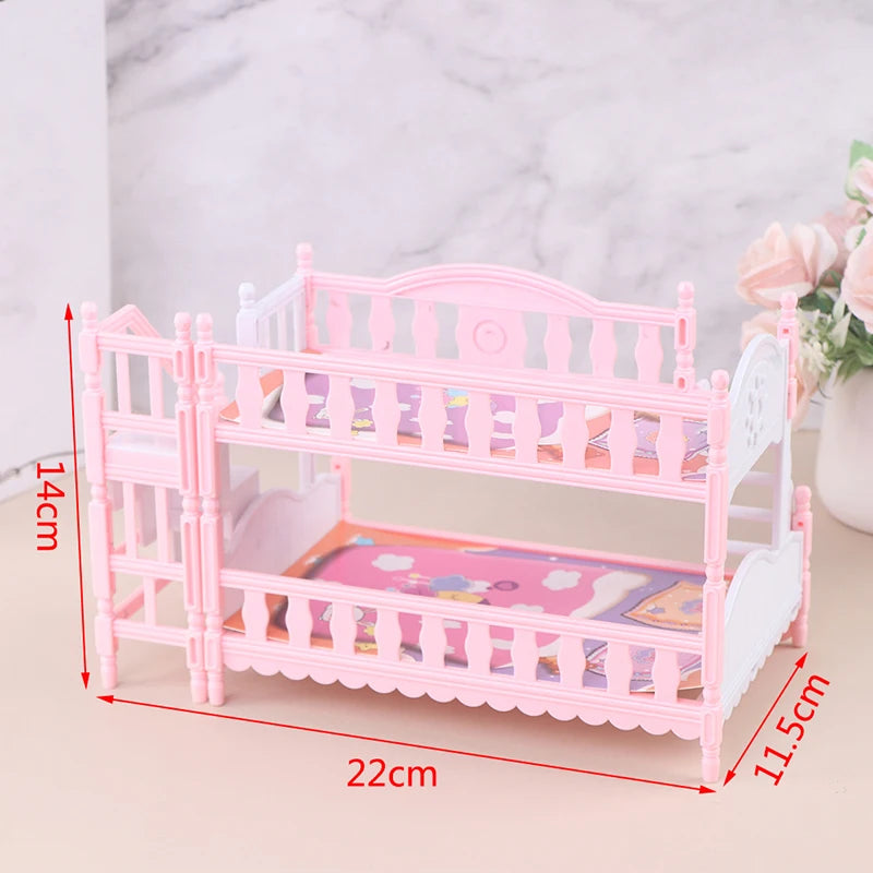 Doll Children Play House For Barbie Doll Accessories Simulation European Furniture Princess Double Bed With Stairs Toys