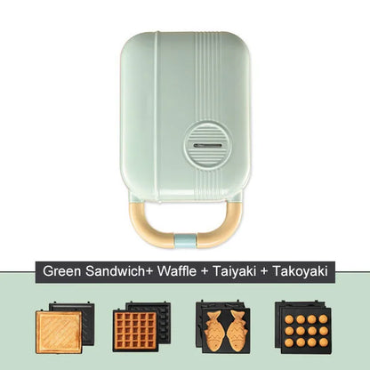 DMWD Multi-Function Breakfast Maker Electric Sandwich Machine  Waffle Donuts  Octopus Balls Taiyaki Light Food Machine 5 Plates