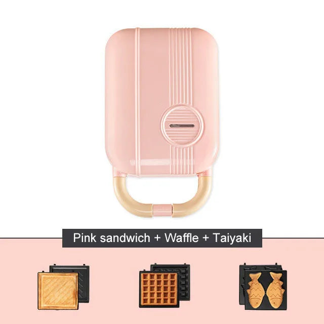 DMWD Multi-Function Breakfast Maker Electric Sandwich Machine  Waffle Donuts  Octopus Balls Taiyaki Light Food Machine 5 Plates