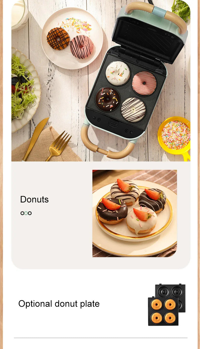 DMWD Multi-Function Breakfast Maker Electric Sandwich Machine  Waffle Donuts  Octopus Balls Taiyaki Light Food Machine 5 Plates