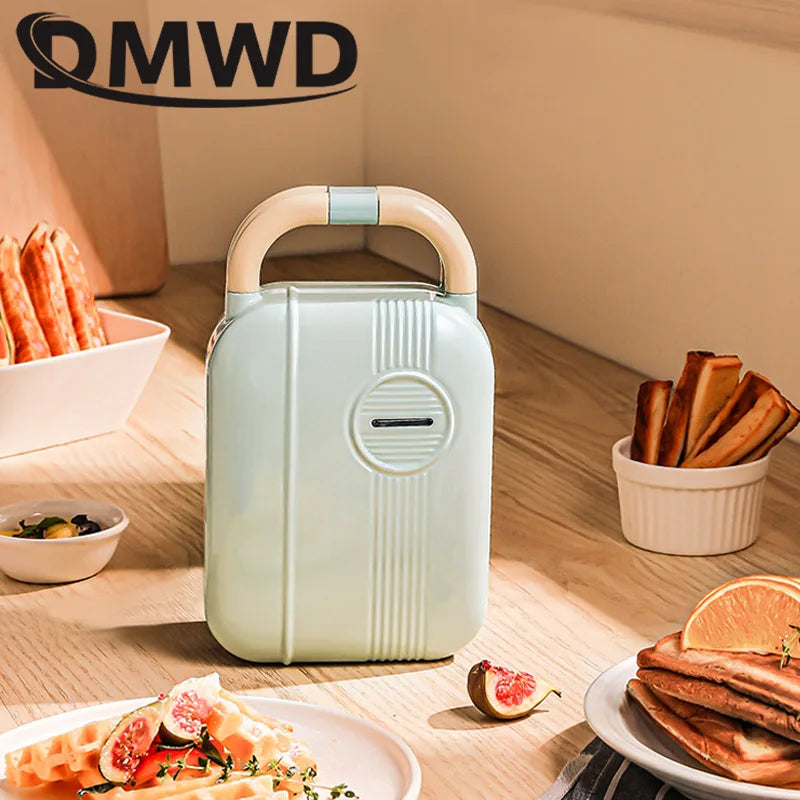 DMWD Multi-Function Breakfast Maker Electric Sandwich Machine  Waffle Donuts  Octopus Balls Taiyaki Light Food Machine 5 Plates