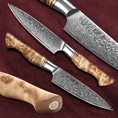 HEZHEN 5 inch Utility Knife Real 67 Layer Damascus Super Steel Super Cook Knife Pretty Peeling Knife Super Sharp Kitchen Knife