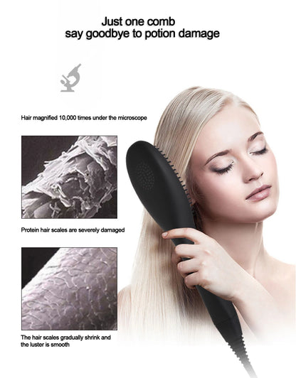 Hair Straightener Brush Ceramic Fast Straightening Heating Hot Comb Women's Smoothing Brush Styling Tool Curling Iron