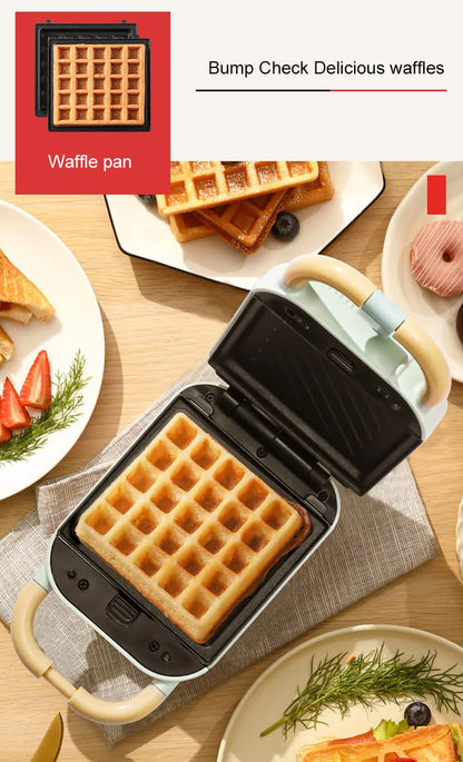 DMWD Multi-Function Breakfast Maker Electric Sandwich Machine  Waffle Donuts  Octopus Balls Taiyaki Light Food Machine 5 Plates