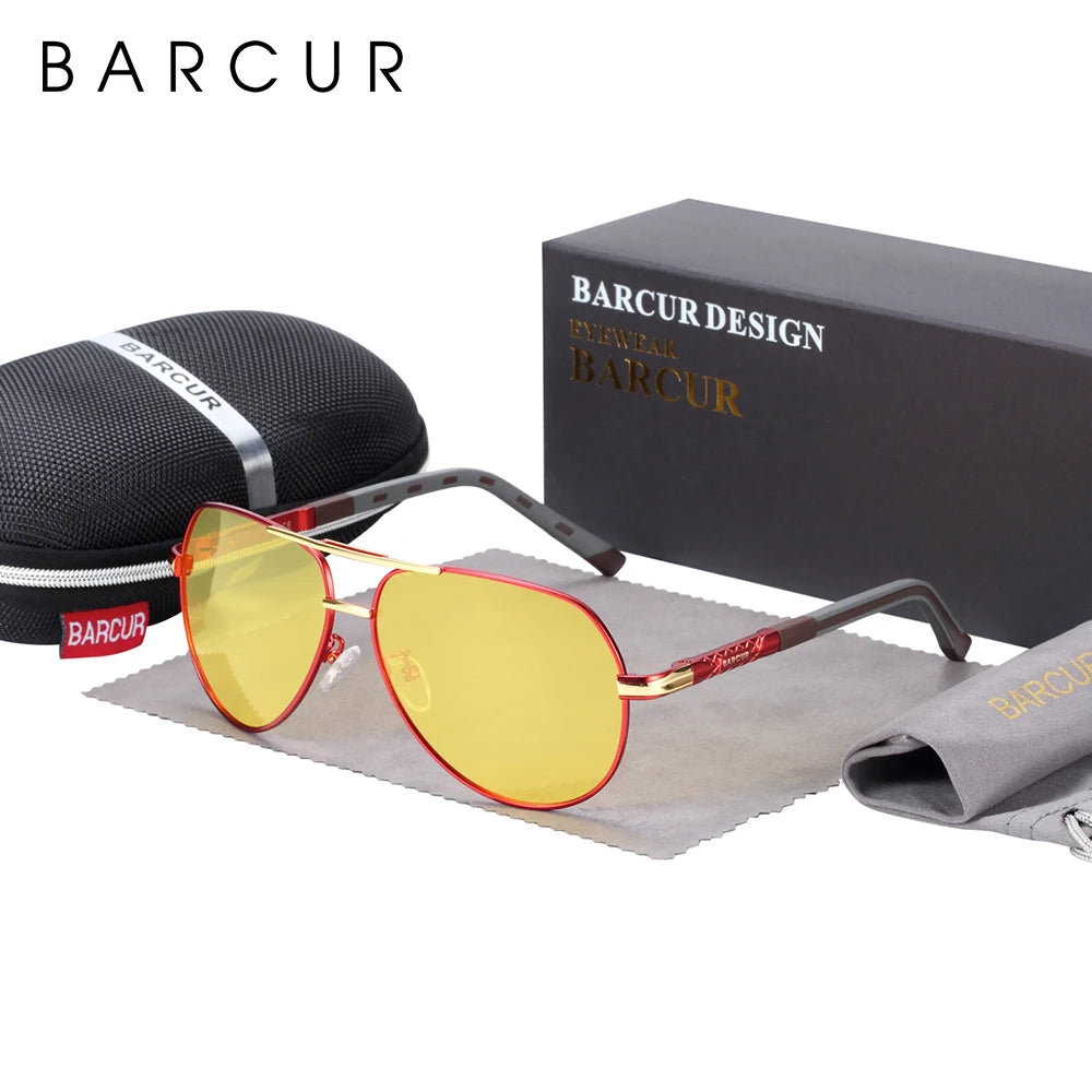 BARCUR Aluminum Vintage Men's Sunglasses Men Polarized Coating Classic Sun Glasses Women Shade Male Driving Accessories Eyewear