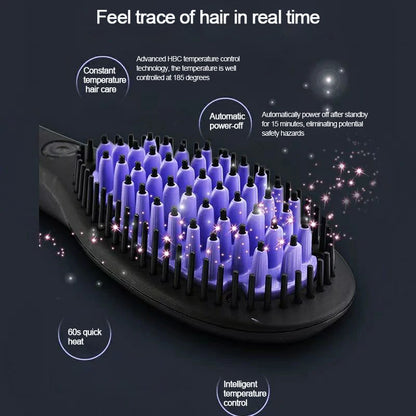 Hair Straightener Brush Ceramic Fast Straightening Heating Hot Comb Women's Smoothing Brush Styling Tool Curling Iron