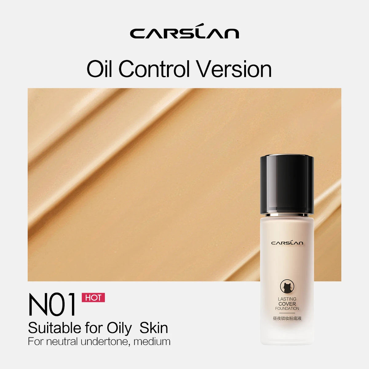 CARSLAN Long-lasting Moisture Matte Liquid Face Foundation Full Coverage Concealer Whitening Oil Control Face Base Makeup