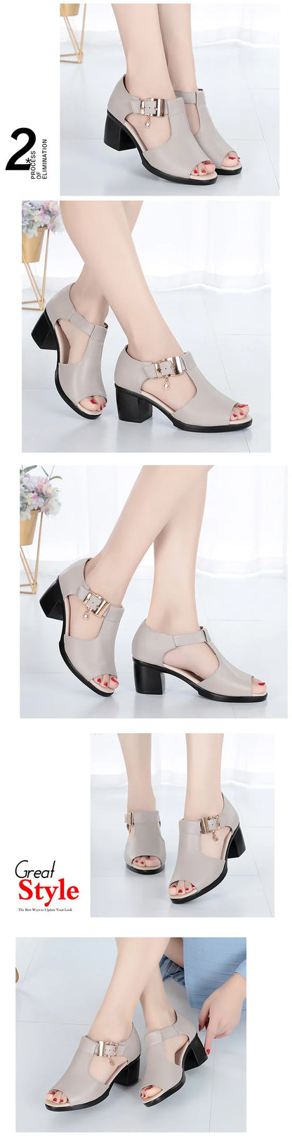 WOIZGIC Women Ladies Mother Female PU Sandals Platform Summer Cool Beach High Heel Peep-toe Casual Outside Bling Duckle Strap