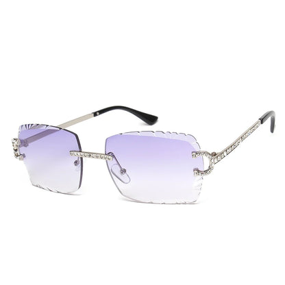 Kenbo Rimless Square Gradient Sunglasses Vintage Petal Lens Sun Glasses Diamond Cut Men Women Metal Fashion Punk Trendy Eyewear