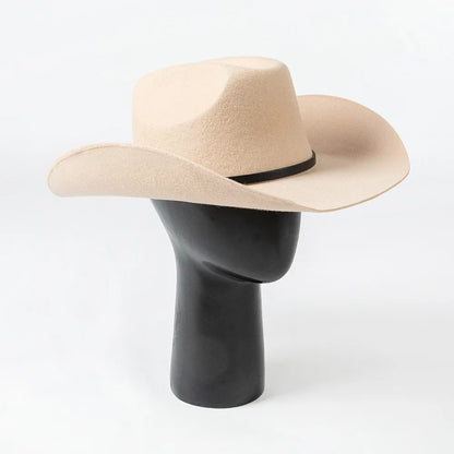 202308-hh2076b  chic ins winter wool felt pu belt  Britain Classic Stetson fedoras cap  men women leisure panama jazz hat