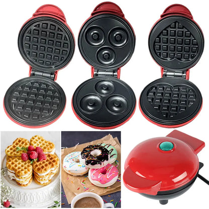 Mini Waffle Maker Nonstick Electric Breakfast Maker Quick Heat-Up Household Breakfast Electric Baking Pan for Kids and Families