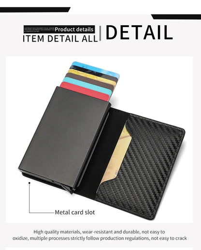 Carbon Fiber Credit Card Holder Wallet Men Rfid Smart Meral Thin Slim Pop Up Minimalist Wallet Small Black Purse Metal Wallet