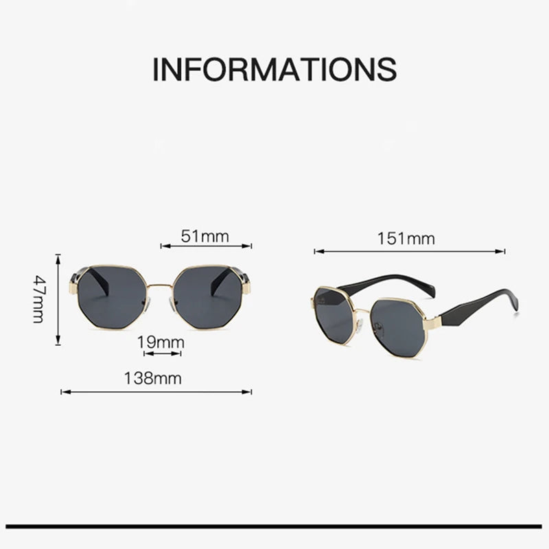 New Retro Sunglasses Women Fashion Polygonal Metal Frame Sunglasses Men Luxury Brand Designer Decorative Sun Glasses Uv400