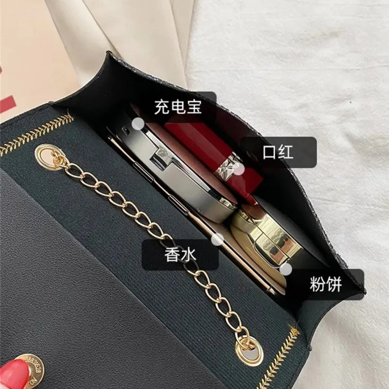 Fashion Women Shoulder Bag Deer Head Decoration Messenger Bags Pu Leather Button Underarm Luxury Chain Lady Small Square Handbag