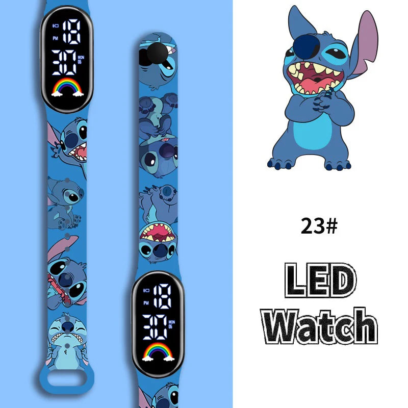 Disney Cartoon Stitch Children Watches Girls Fashion Bracelet LED Women Watch Kids Electronic Digital Waterproof Clock