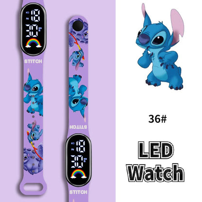 Disney Cartoon Stitch Children Watches Girls Fashion Bracelet LED Women Watch Kids Electronic Digital Waterproof Clock