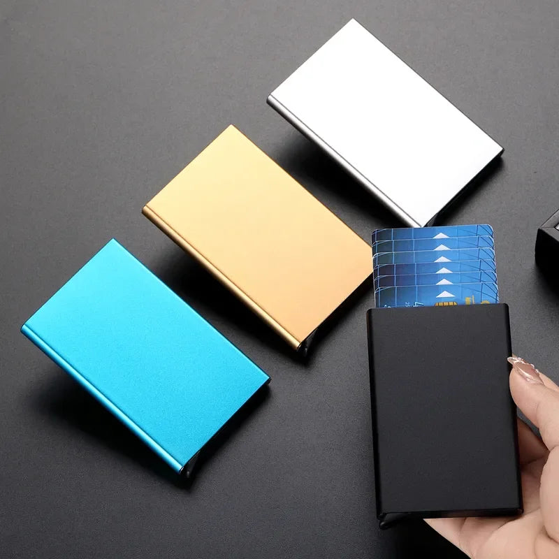 Anti-theft ID Credit Card Holder Porte Carte Thin Aluminium Metal Wallets Pocket Case Bank Women Men Credit Card Box tarjetero