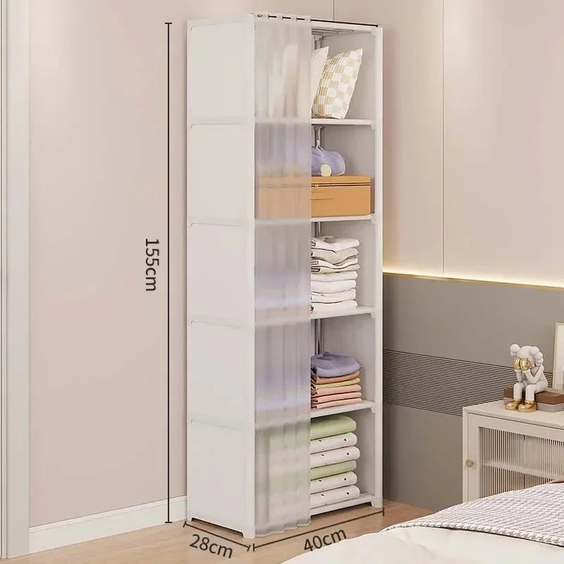 Multi-layer Storage Rack Dustproof Wardrobe Portable Clothes Organizer DIY Storage Cabinet Multilayer Furniture Curtains Cabinet