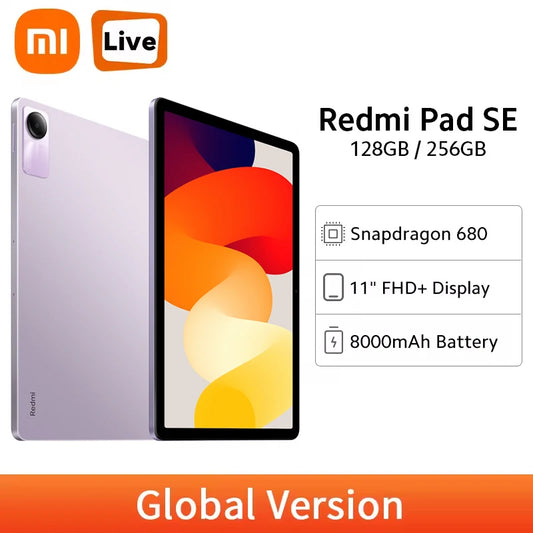 New Global Version Xiaomi Redmi Pad SE Mi Tablets 11" FHD+ 90Hz Display 8000mAh Battery Snapdragon 680 Quad Speakers 8MP Camera