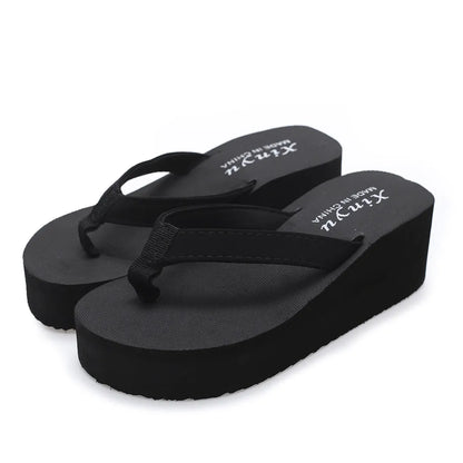 Women'S Fashionable And Casual Non-Slip Wedge Beach Shoes And Slippers Shoes 2024 Ladies' Thick Soled Trendy Flip Flops