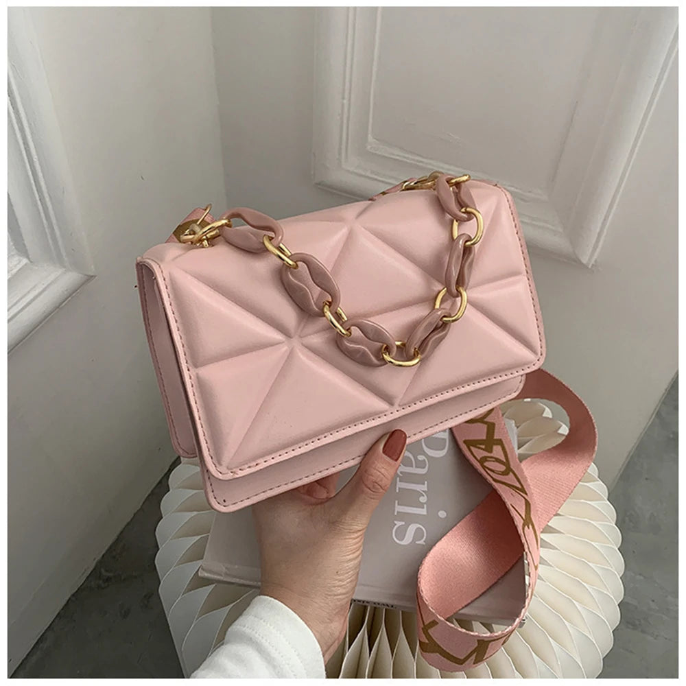 Winter Large Shoulder Bags for Women Stone Pattern PU Leather Crossobdy Bags Brand Pink Tote Handbags Chains Shopper Clutch Purs