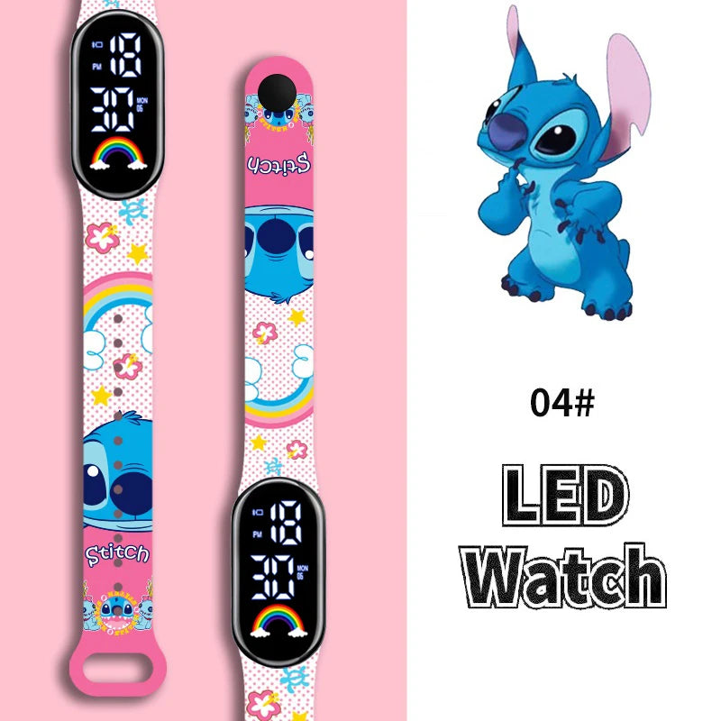 Disney Cartoon Stitch Children Watches Girls Fashion Bracelet LED Women Watch Kids Electronic Digital Waterproof Clock