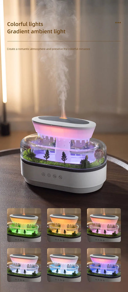 Rain Cloud Aroma Diffuser Small Air Humidifiers Water Drip Micro Landscape Essential Oils Ultrasonic Diffuser With 7 Night Light