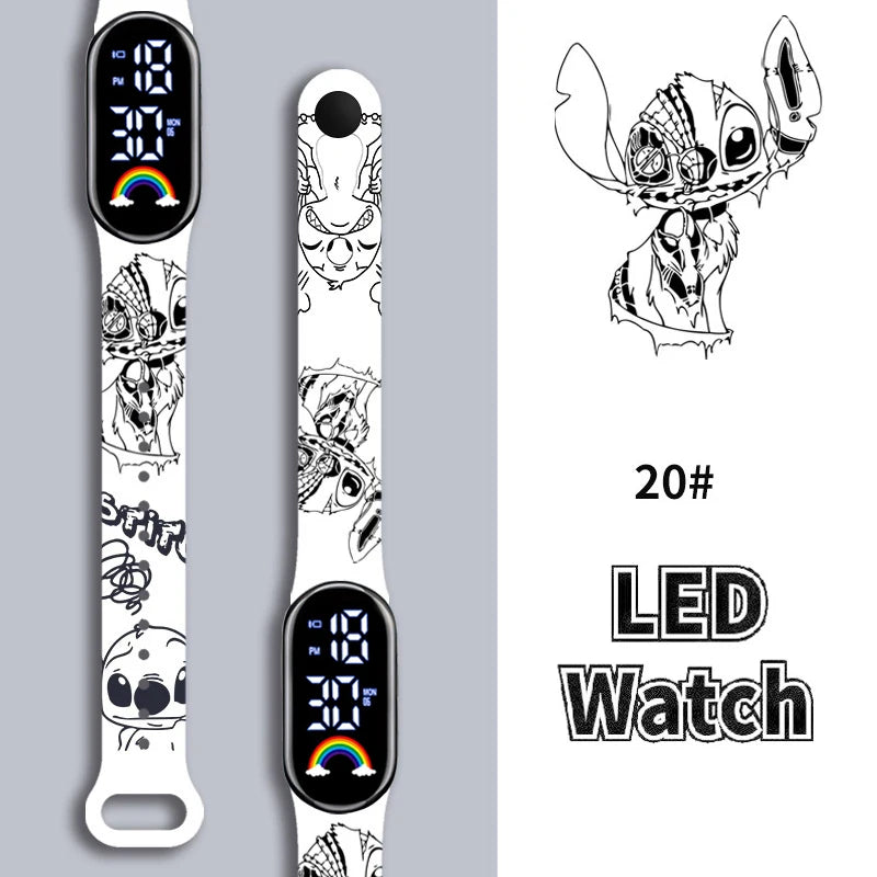 Disney Cartoon Stitch Children Watches Girls Fashion Bracelet LED Women Watch Kids Electronic Digital Waterproof Clock