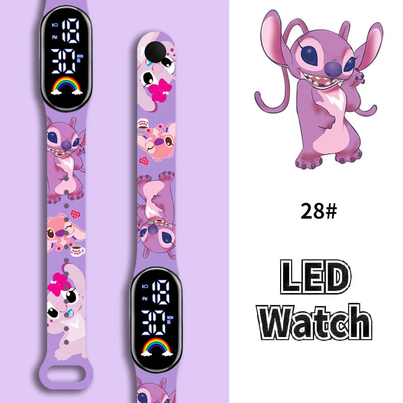 Disney Cartoon Stitch Children Watches Girls Fashion Bracelet LED Women Watch Kids Electronic Digital Waterproof Clock