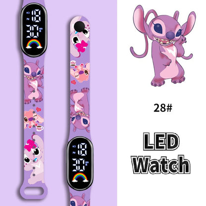 Disney Cartoon Stitch Children Watches Girls Fashion Bracelet LED Women Watch Kids Electronic Digital Waterproof Clock