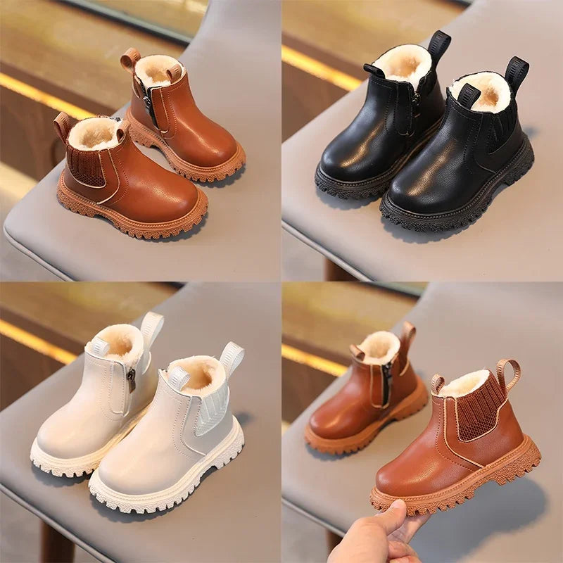 Autumn Winter Baby Kids Short Boots Super Warm Boys Girls Shoes Pu Leather Children Boots Fashion Toddler Boots Kids Snow Shoes