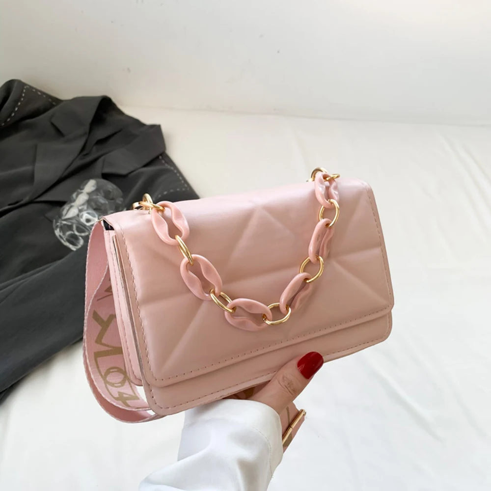 Winter Large Shoulder Bags for Women Stone Pattern PU Leather Crossobdy Bags Brand Pink Tote Handbags Chains Shopper Clutch Purs