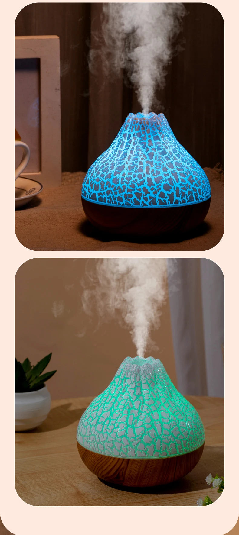 300ml Volcano Air Humidifier Desktop Electric USB Humidificadore Water Mist Diffuser Purifier Air Freshener With 7 Colors Night