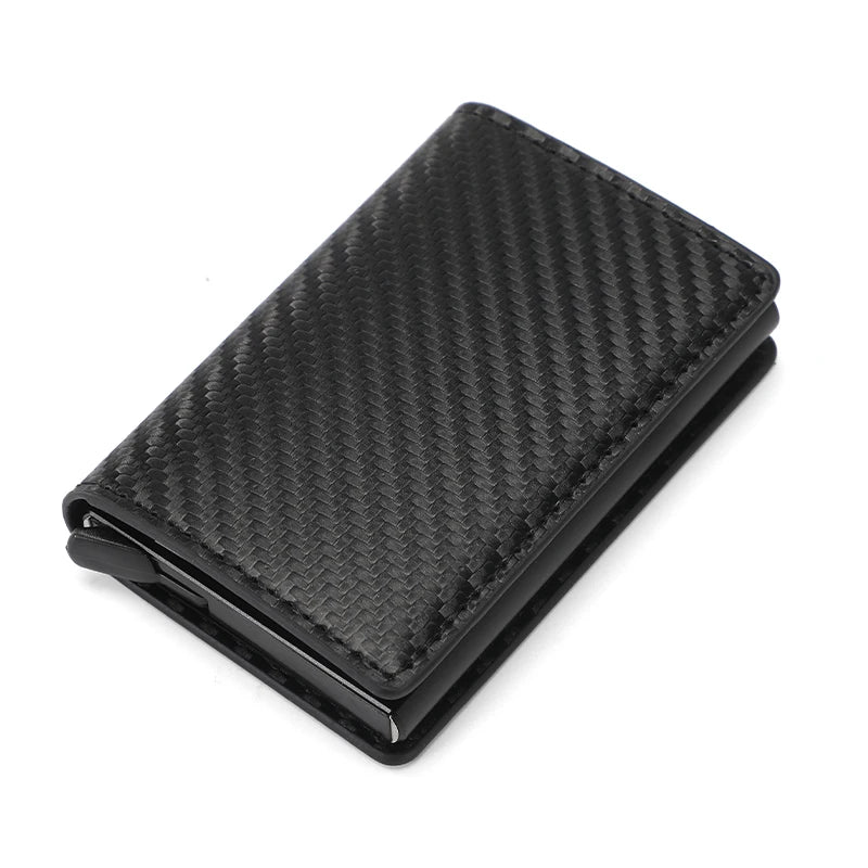 Carbon Fiber Credit Card Holder Wallet Men Rfid Smart Meral Thin Slim Pop Up Minimalist Wallet Small Black Purse Metal Wallet