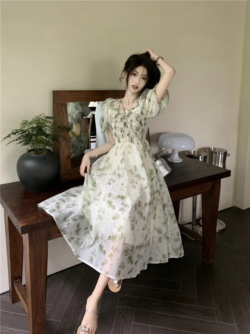 2024 Summer New Women's Student White Pile Up Skirt Umbrella Skirt High Waist Medium Length A- Line Skirt Long Dress