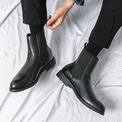 Luxury British Style Chelsea Boots Men Dress Shoes Business Formal Ankle Boots Autumn Bota Party Wedding Split Leather Shoes