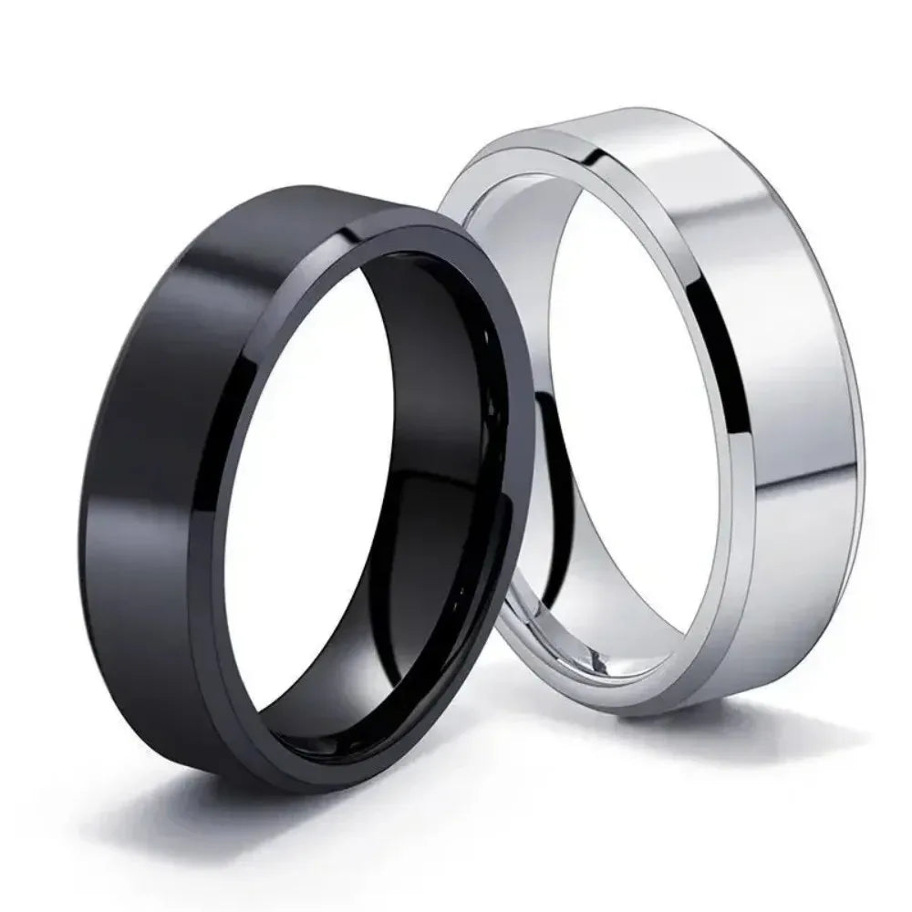 Fashion Charm Jewelry Ring for Men Women Stainless Steel Black Rings Wedding Engagement High Quality Matte Male Accessory