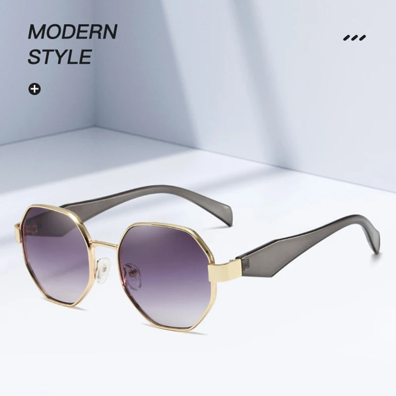 New Retro Sunglasses Women Fashion Polygonal Metal Frame Sunglasses Men Luxury Brand Designer Decorative Sun Glasses Uv400