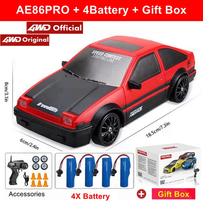 4WD RC Drift Car Remote Control GTRPRO AE86PRO Model 4x4 Racing RTR Radio Truck Vehicle Toy Gift for Boy Girl Children Kid Adult