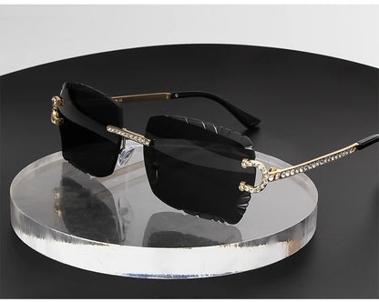 Kenbo Rimless Square Gradient Sunglasses Vintage Petal Lens Sun Glasses Diamond Cut Men Women Metal Fashion Punk Trendy Eyewear